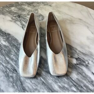 Nouer Ballet Flats NEW Silver Leather Made In Japan Size 37